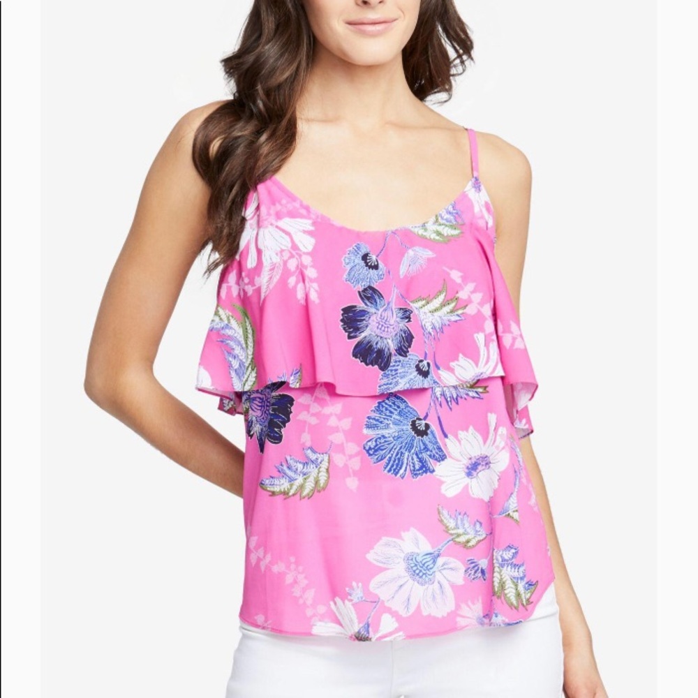 ✨NWT Rachel Roy Pink Printed Flounce Top✨